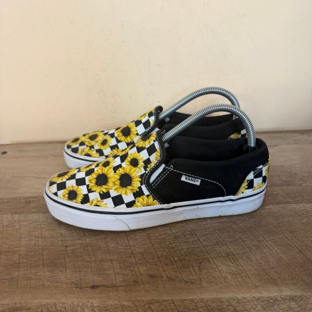 Vans Sunflower Checkerboard Skate Slip On Womens Size 8.5 Shoes - Picture 3 of 8